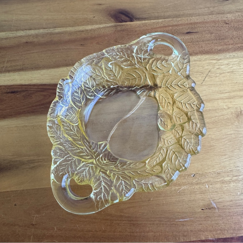 Indiana Glass Tiara yellow sweet pears footed candy dish